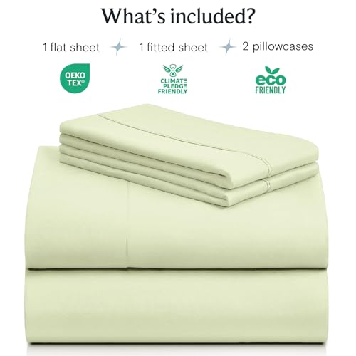 Image of LuxClub 4 PC Sheet Set Bed Sheets Deep Pockets 16 inch Eco Friendly Wrinkle Free Cooling Machine Washable Hotel Bedding Silky Soft - Sage Green Full