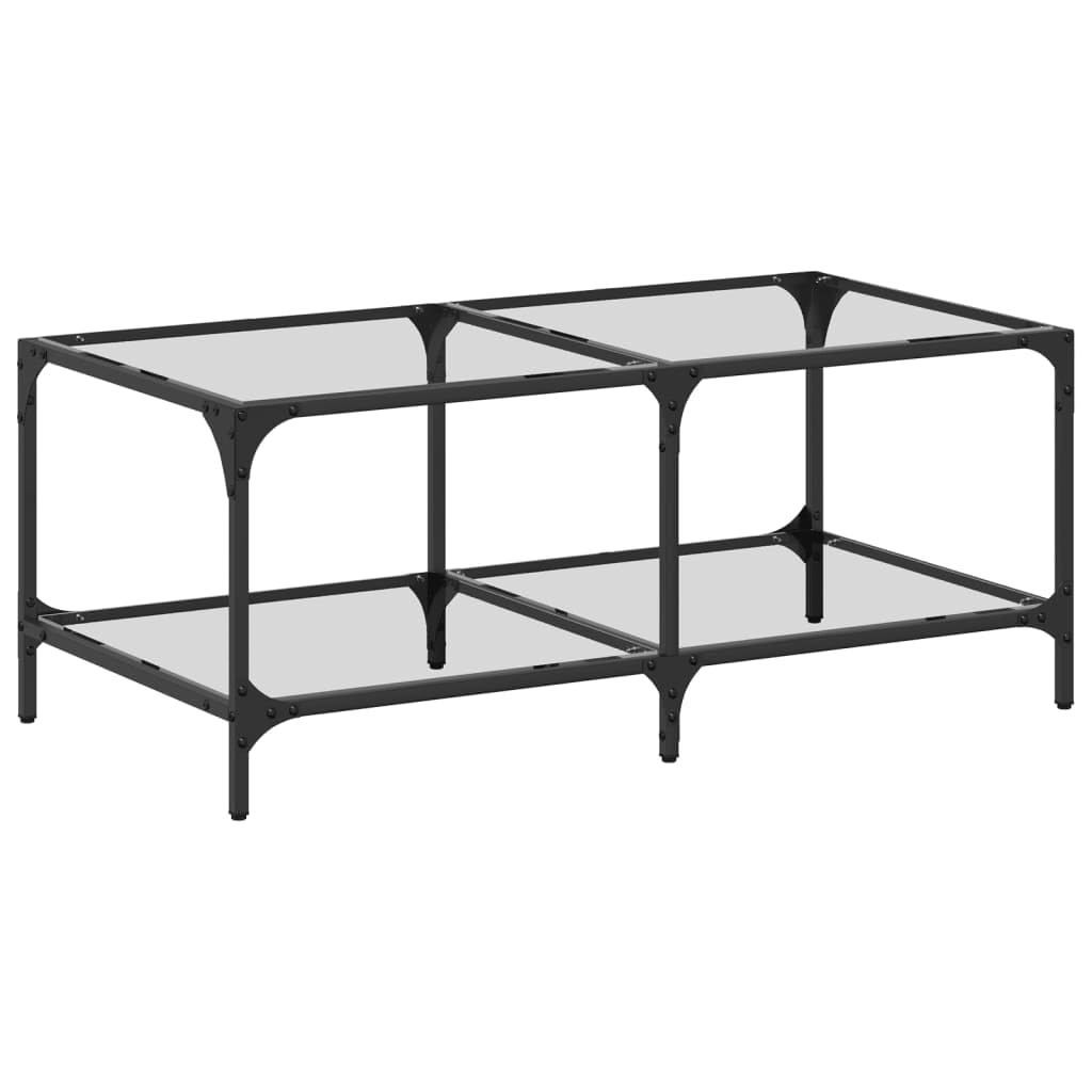 Tavolino da salotto con ripiano in vetro trasparente, 98,5 x 50 x 40 cm, acciaio | Elegante tavolo in vetro per soggiorno e ufficio. Superficie facile da pulire con robusto telaio in acciaio.