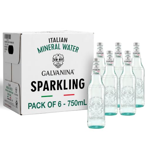 Galvanina Sparkling Mineral Water – Premium Italian Sparkling Mineral Water, 750 ml (6 Glass Bottles) | Bright, Lively Bubbles with Refreshing Finish.