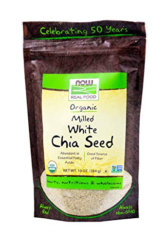 NOW Foods, Organic White Chia Seeds Milled, Source of Essential Fatty Acids and Fiber, Certified Non-GMO, 10-Ounce