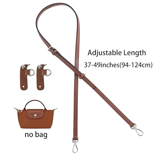 Image of Bag Leather Strap Replacement Crossbody Shoulder Straps for MINI Pouch, No Damage Conversion Kits Accessories With Silver Buckles cognac (MINI-Brown-Silver hardware)