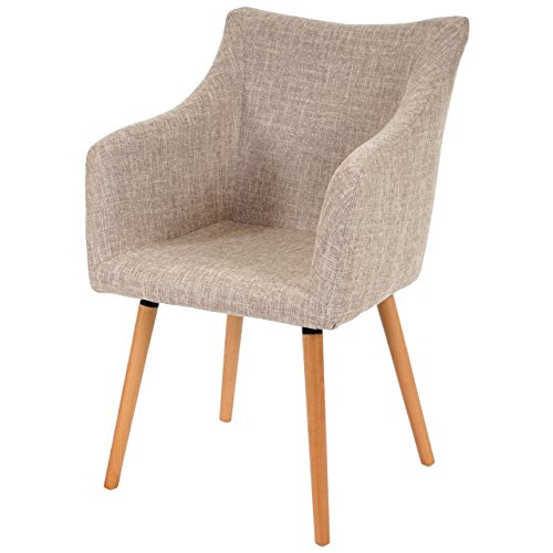 Mendler Chaise de Salle à Manger Malmö T382 Tissu crème Gris