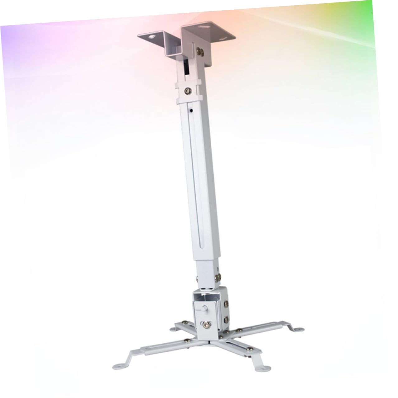 Operitacx Supporto Proiettore da Soffitto Regolabile in Ferro Bianco Bracci Doppi Articolati e Inclinazione Regolabile, Capacità 15kg, per Montaggio Parete o Soffitto