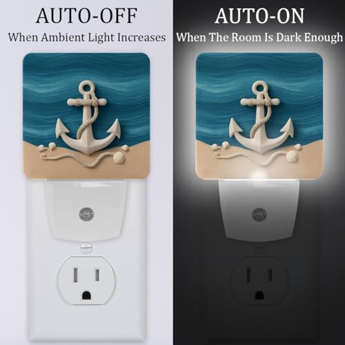 Image of NEWzone Anchor Night Light [2 Pack], Plug in Wall Led Night Lights Decor for Boys Girls Room, Dusk to Dawn Sensor Wall Lamp for Stairway /Bedroom /Kitchen /Nursery Room