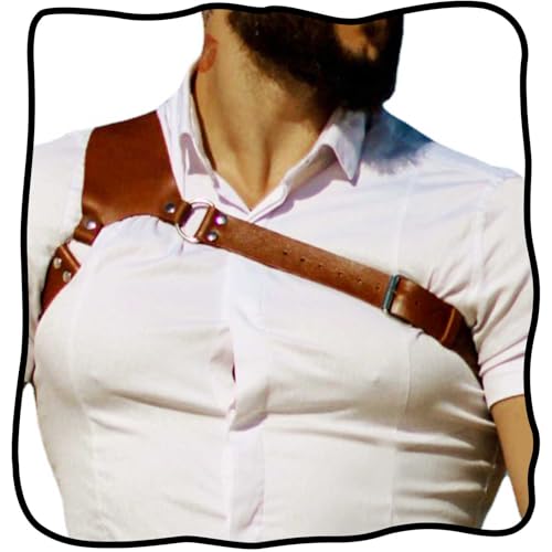 Fstrend Men Chest Harness Black Leather Shoulder Strap Belt Fashion Rave Body Accessory