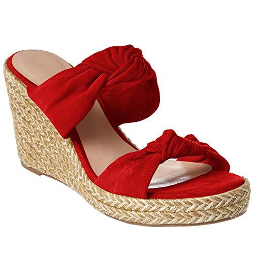 Image of Fashare Womens Slip on Espadrilles Wedges Sandals Slides Platform Bow Open Toe Summer Dressy Mules Shoes