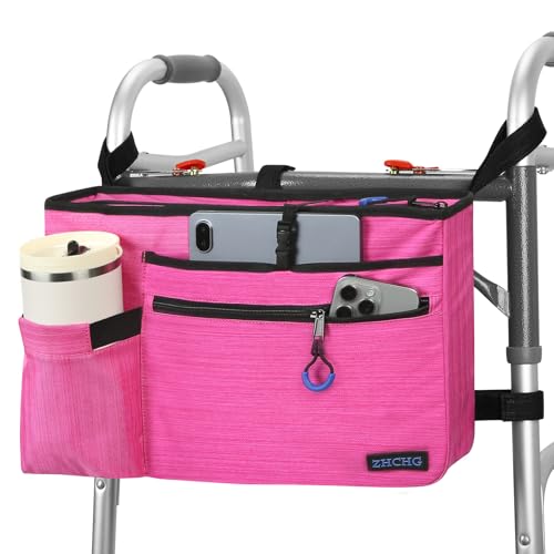 ZHCHG Walker Bag with Cup Holder, Walker Accessories for Seniors Detachable, Foldable Walker Basket...