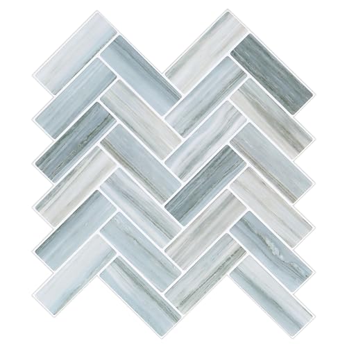 Tilingview Blue Gray Herringbone Backsplash