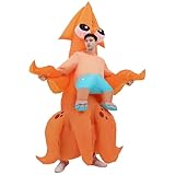 DIKYM Inflatable Squid Costume Adult Blow up Ocean Animal Suit Funny Deluxe Halloween Costumes Men Women for Carnival Cosplay Party