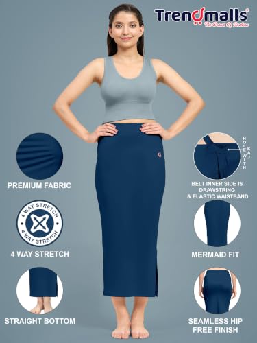 Image of TRENDMALLS Women's Polyester Spandex Stretchable Straight Saree Shapewear Petticoat for Women, Cotton Blended, Skirts for Women, Saree Shaper