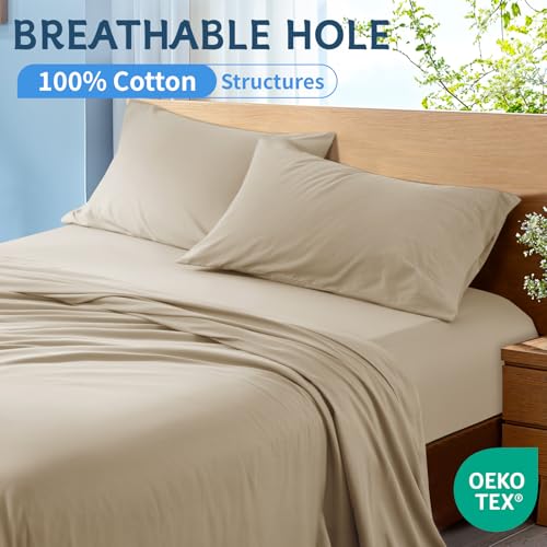 image for Shilucheng 100% Cotton Sheets King Size 4pcs - Ultra Breathable & Cool