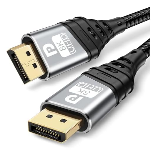 YUETUOL Cavo DisplayPort 1.4 2m, Cavo DP 8K@60Hz 4K@144Hz 2K@240Hz HBR3 32.4Gbps, HDR, DSC 1.2,HDCP 2.2, FreeSync, Display Port Cavo Alta Velocità Compatibile con PC, Monitor, TV, Gaming