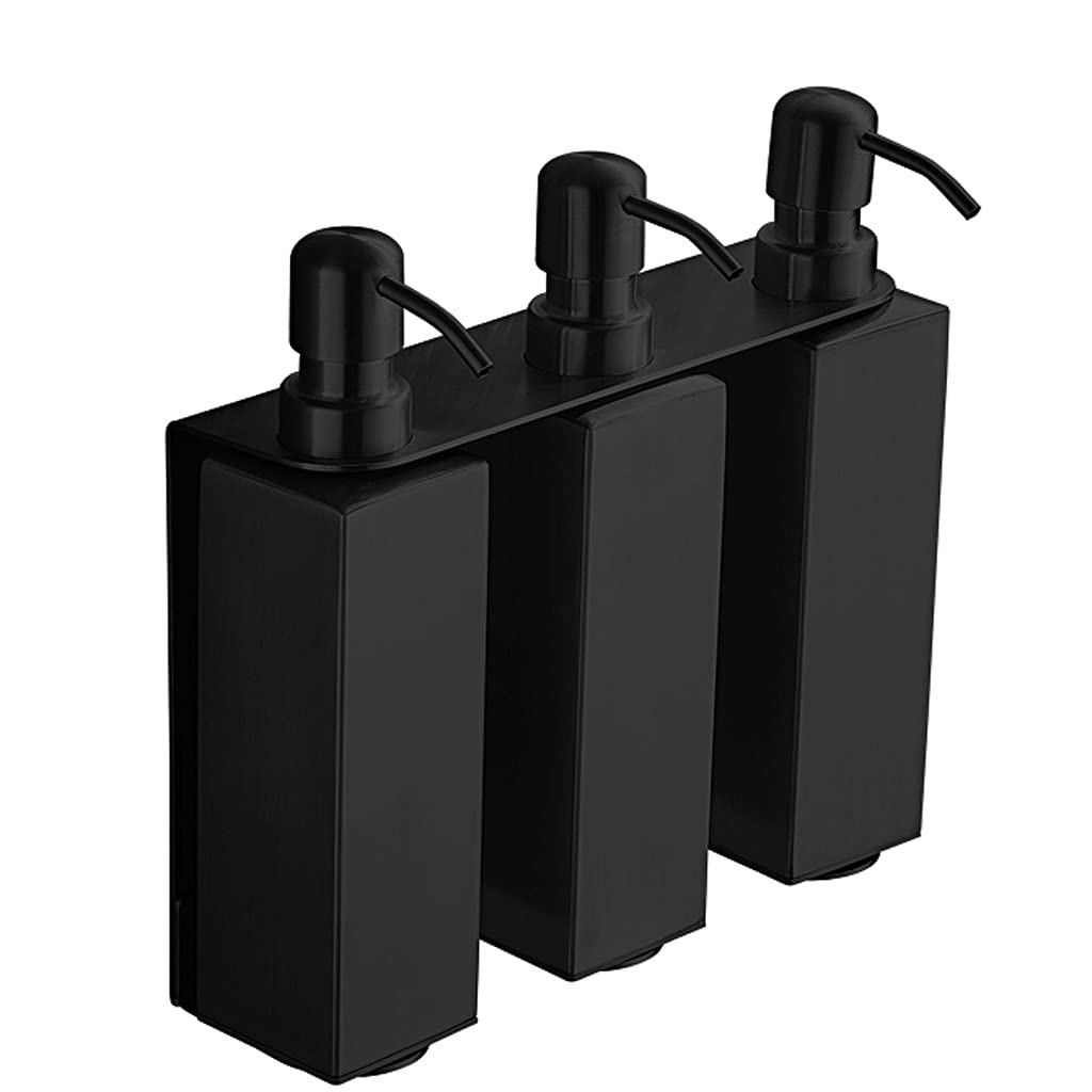 Funzionale Dispenser per Pompa di Sapone Liquido, Acciaio Inossidabile Spazzolato, distributore di Sapone per Bagno Supporto per Sapone a Mano Facile da Usare (Color : Black Double)