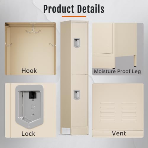 Image of BUTISOW 2 Door Metal Storage Locker for Gym Office, Heavy Duty Steel School