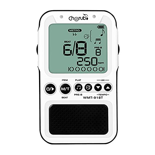 Cherub Wst-918T Digital Metronome Tuner And Generator, Usb Rechargeable 3 In 1 Metronome For Guitar, Bass, Violin, Ukulele, Piano, Chromatic. (White) #TOP24