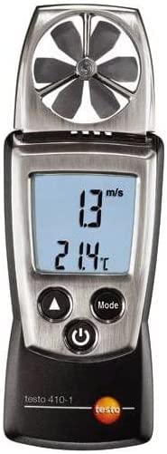Kieszonkowy cyfrowy anemometr wiatraczkowy do HVAC, monitorowania urządzeń przepływu powietrza, monitorowania spalin, dygestoriów wraz z certyfikatem kalibracji fabrycznej Model: Testo 410-1