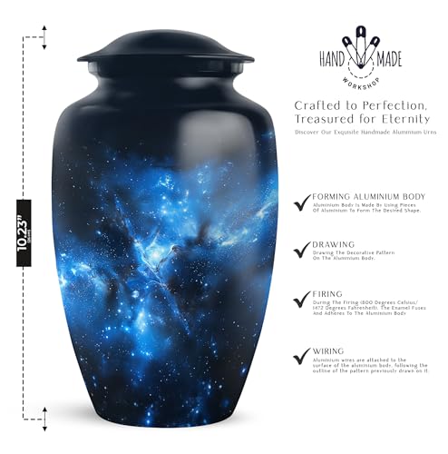 Image of Personalized Nebula - Cremation Urn for Ashes Dad - Human Urns for Ashes Adult Male - Unique Burial Urns for Ashes - 10 Inch - Large with Velvet Bag - Funeral Urns for Human Ashes Adult Man