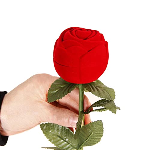 Taohuajiang Larger Size Rose Ring Box Red Velvet Fancy And Creative Floral Engagement Ring Box For Proposal Ring Ceremony Wedding Anniversary Valentine's Day Gift Girls Gift Jewelry Box Dia.2.4" #TOP6