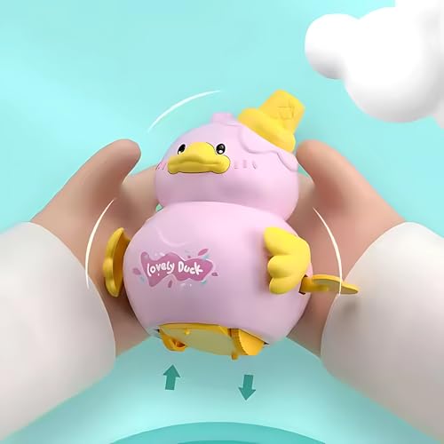 Image of Crackles Wind-Up Duck - Mini Clockwork Animal That Walks and Flaps Wings - No Battery Cute Baby Toy, Return Gift, Crawling Toy for Toddlers & Kids Mini Car - Multicolor - Pack of 1