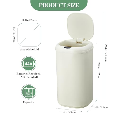 Caneca de basura automática con sensor de movimiento beige 8 gal miniatura 7