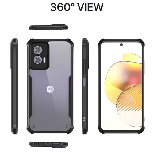 Image of Outlouders Back Cover for Motorola Moto G73 5G | Ultra Hybrid Transparent | Full Camera Protection | Raised Edge | Crystal Clear Bumper Case(Black)