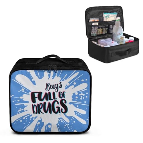 Image of Gomyblomy Blue First Aid Kit Bag Empty Emergency Kit Bags Full of Drugs Print Lightweight Storage Pouch for First Aid Supplies Organizer Travel Medicine Bag with Zippers and Handle