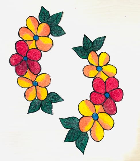 Image of Corner Design Readymade Rangoli Patch - 23 CM x 10 CM - Decorative Patch for Pooja Chaurang, Mandir Corners, and Festival Decor - Reusable, Easy to Use, Traditional Design
