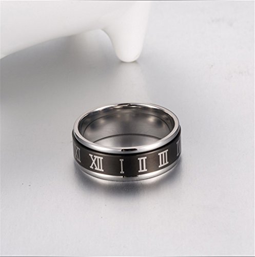 PAURO Unisex Stainless Steel Roman Numerals Spin Worry Ring for Anxiety2