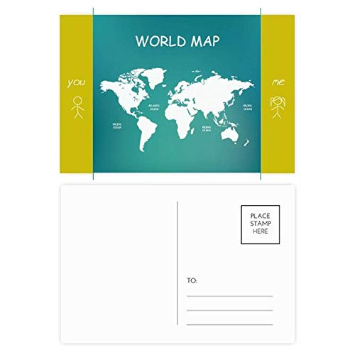 Carte postale merci motif distribution continents et silhouette du monde multicolore lot de 20