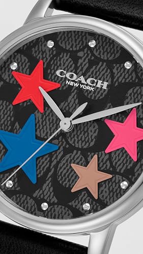 Image of Coach Grand Qtz Basic Multicolor Round Dial Women's Watch|Black Calfskin Material|Black Color Band - 14503847