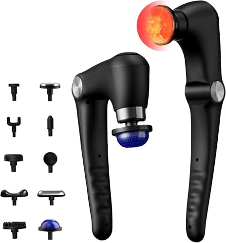 Image of Massage Gun with 10 Replacement Heads, Massage Gun with Heat, Back Massager for Pain Relief Deep Tissue, Massager for Shoulder & Back Muscle Recovery, (Black)