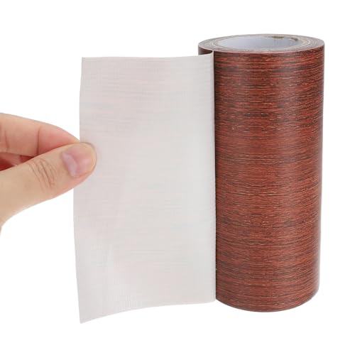 Image of PATIKIL Wood Grain Repair Tape 4 inch x15ft,2 Pcs Self Adhesive Realistic Textured Repair Tape Patch for Floor Door Table Cabinets Desk,Light Wine Mahogany