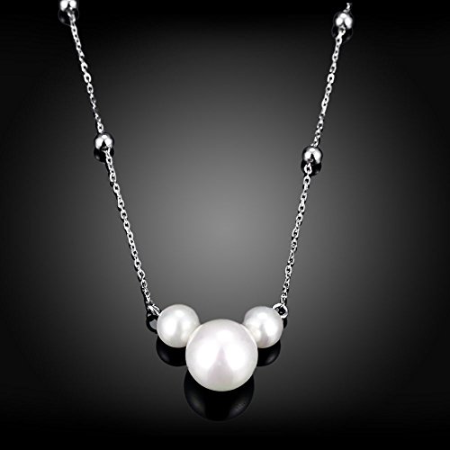 Pearl Necklace Mouse Ears Necklaces For Women 925 Sterling Silver Pendant Chain Necklace Freshwater Pearl Drop Necklace Jewelry For Mama Girls Birthday Gifts #TOP5