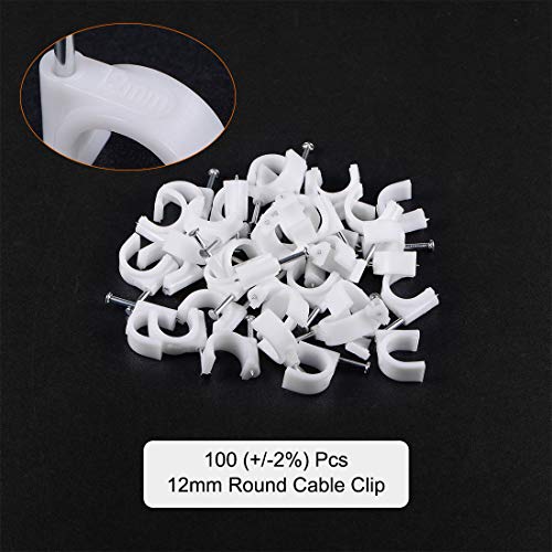 uxcell Clips para Cable de 12mm con Clavos, Organizador de Cables, 100 piezas miniatura 2