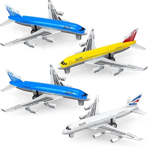 Tcvents Airplane Toys Plane 4 Pack Metal Pull Back Aeroplane Toys for Kids