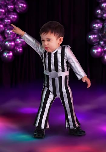 Disfraz infantil de jumpsuit disco con brillo para bebés miniatura 2