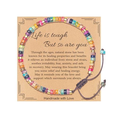TAGOMEI Inspirational Gifts Bracelets for Women Beaded Bracelets for Women, Healing Natural Stone Bracelet Get Well Thank You Appreciation Christmas Gifts for Women Coworkers Friends Sister Daughter