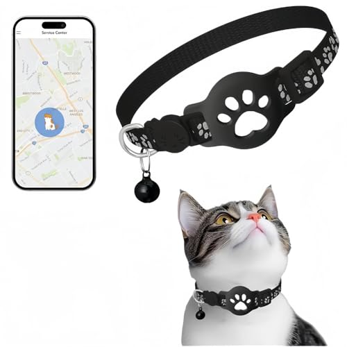 Zxmスマートタグ ペット追跡 GPS 猫紛失防止 IOS【探す】iPhone対応 エアタグ互換 ネコ月額不要 追跡 キーホルダー ミタグ 迷子防止 老人 ペット用 キーファインダー スマートタグ キーホルダー カギ 紛失防止 GPSトラッカー 防犯 防水 (スタイルA：足跡模様の反射素材入りブラックネックレス,デュアルシステム対応ホワイトロケーター)