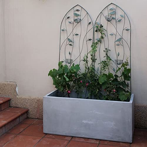 Ge Garden - Pannelli a graticcio in filo di ferro, recinzione per fiori, 101 x 35 cm, 120 x 39 cm, 150 x 45 cm, verde e bianco, per piante rampicanti, rose, viti e verdure