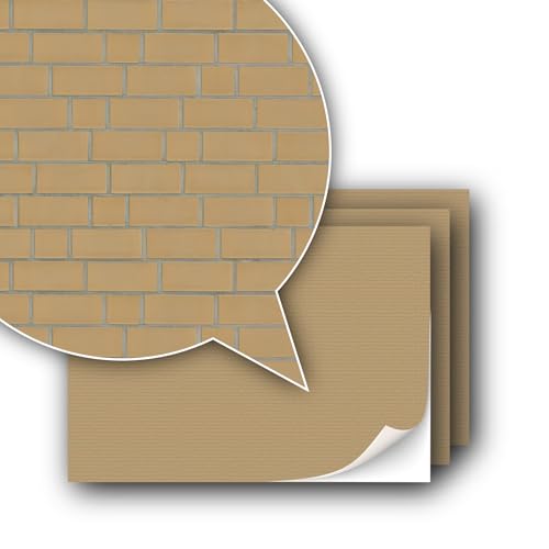 3 Sheets Self-Adhesive Decorative Film Wall Cladding for Model Making in Scale 1:87 Scale H0 (UK: 3.5 mm Scale) (Ochre)