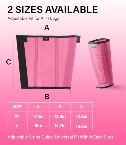 HackFond Breathable Mesh Horse Fly Boots - Equine Fly Leg Wraps for Insect & Scratch Protection, Comfortable Horse Leg Guards for Pasture, Trail Riding & Daily Use Set of 4 Magenta Large