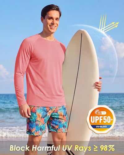 Image of Boladeci Men's UPF 50+ Sun Protection UV SPF Shirts Long Sleeve Lightweight Quick Dry Swim T-Shirts Rash Guard
