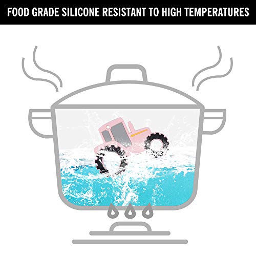 Amazingm Car Series Baby Teething Toys,Food Grade Silicone Chew Teether For 3 Months+ Infant Boy And Girl,Toddler Sensory Chewing Teether,Bpa Free. (Tractor, Pink) #TOP3