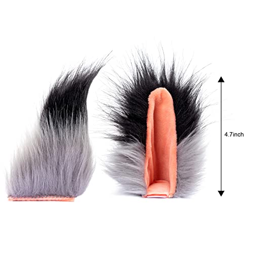 DRESHOW Fox Faux Fur Tail Cat Ears Hair Clip Halloween Party Costume Neck Choker Cosplay Set for Women, Fur Tail Set-16-grbkuka - Image 4