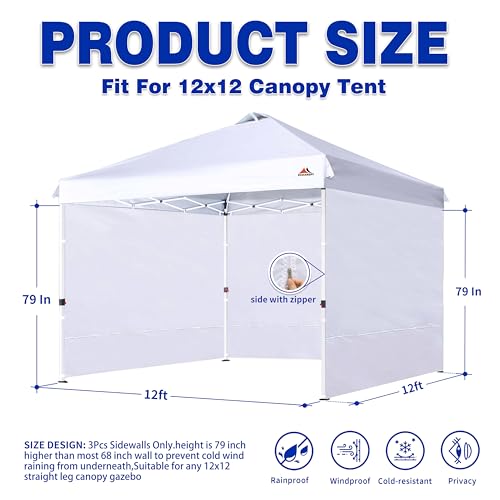 SCOCANOPY SunWall for 12x12 Pop Up Canopy Frame, 3 Pack SideWall Only (12X12, Blue) by SCOCANOPY - Used condition - Image 2