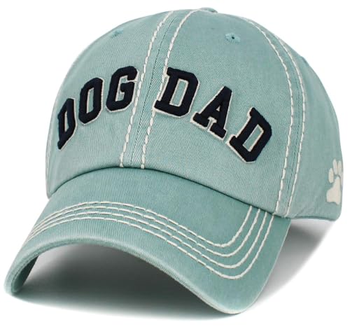 Image of KBETHOS Dog Cat Mom Dad Theme Womens Baseball Cap Distressed Vintage Unconstructed Embroidered Patch Hat