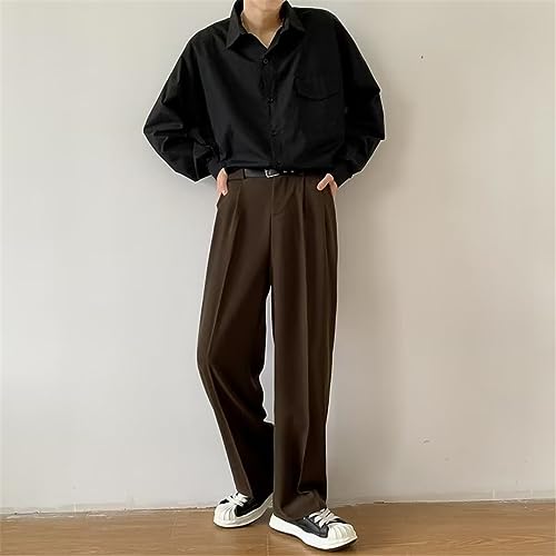 Men Casual Pants Simple Solid Loose Formal Streetwear Leisure All-Match Office Clothing Fashion Classic Trousers3