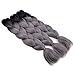 BACANA Ombre Braiding Hair 3 Packs (Black/Dark Grey) Synthetic Jumbo Braiding Hair Extension For Box Braids Hair Crochet Braids Twist 24 Inch