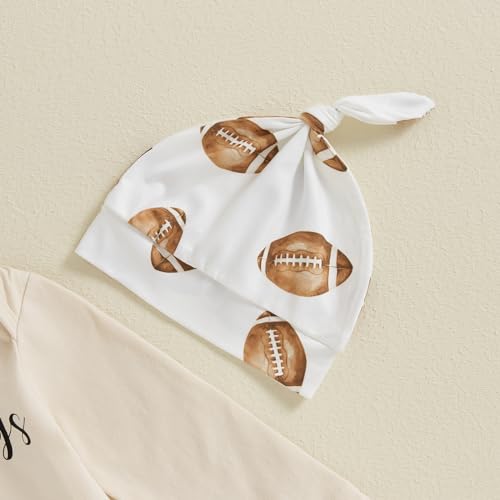 Newborn Baby Boy Football Outfit My First Football Season Romper Tops Long Pants Hat Set 3Pcs Fall Winter Clothes4