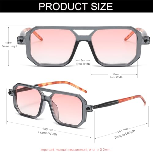 Image of Vintage Square 70s Aviator Sunglasses for Women Men Retro Classic Flat Aviator Frame Sun Glasses UV Protection